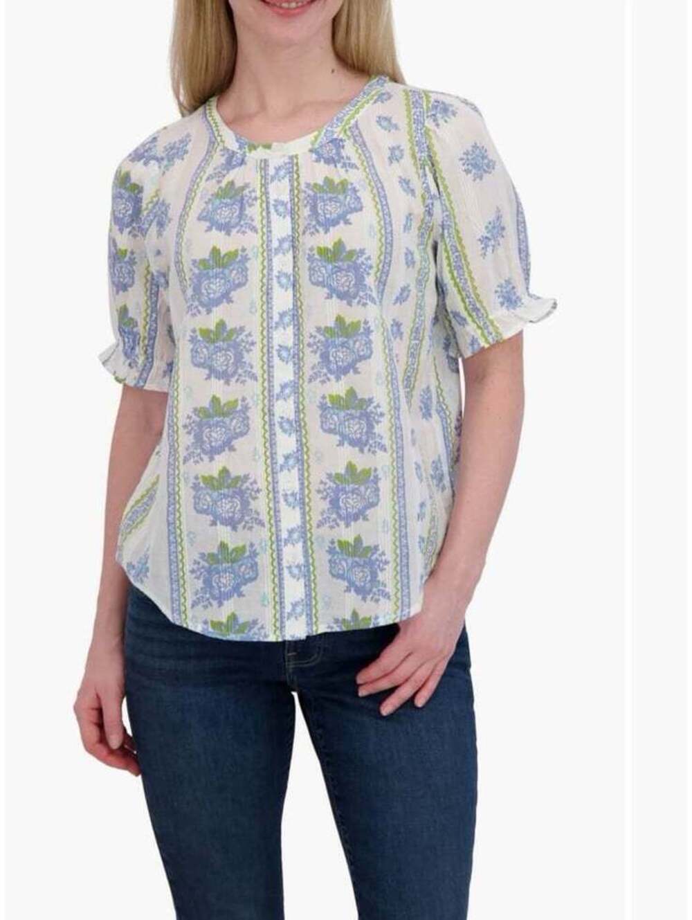 Lucky brand floral puff sleeve shirt